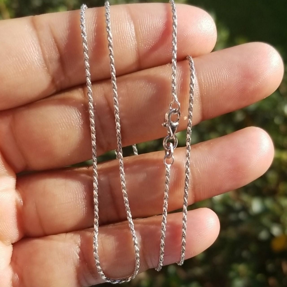 Sterling Silver 925 Rhodium finish Rope 025 Chain 1mm 16"